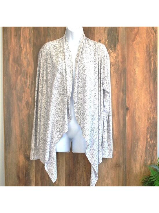 Eddie Bauer Sweaters - Eddie Bauer Gray/White Draped Thin Cardigan L